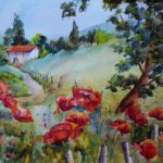 Watercolor Painting Poppies