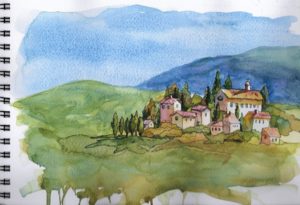 Painting in Provence, France and Italy, plein air painting, art journal, mixed-media